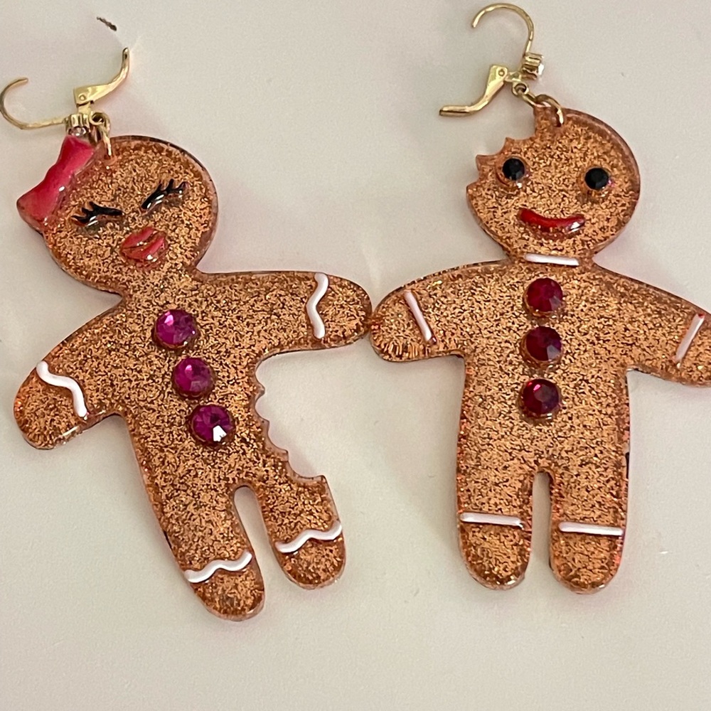 Betsey Johnson Gingerbread Man/Woman Drop earrings
